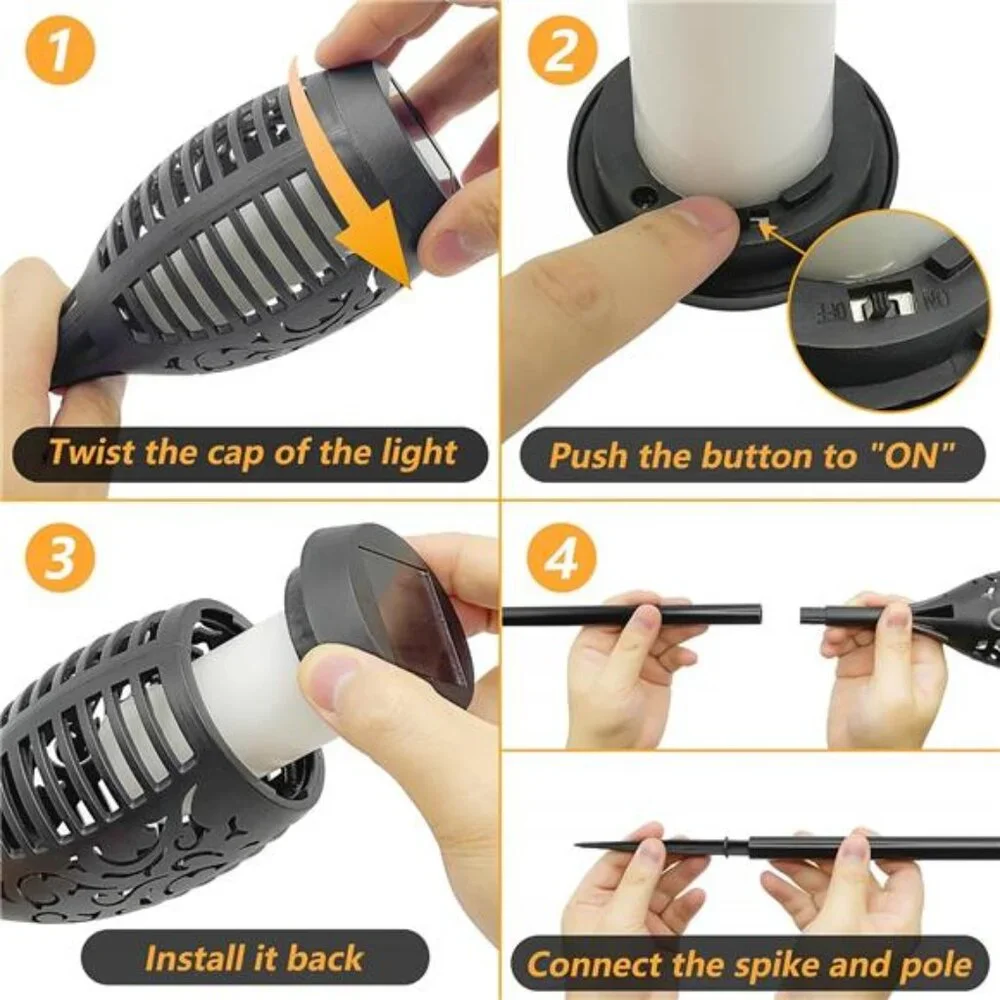 Solar Torch Lights for Garden Decor 8 Pack 12 LED Solar Lights for Outside